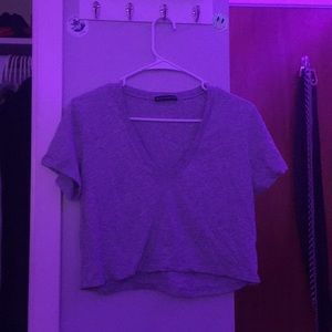 gray v neck cropped brandy melville top